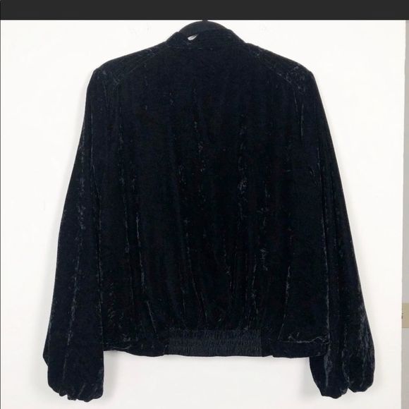 Splendid Black Crush Velvet Bomber Zip Up Jacket L - Picture 3 of 10